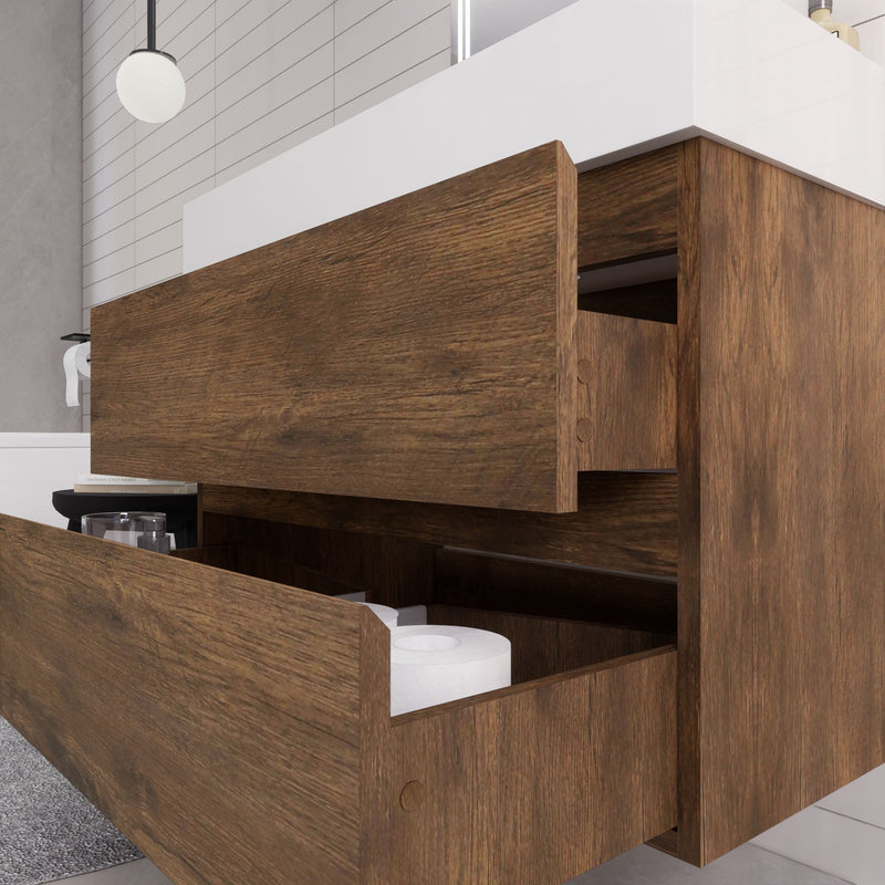 Monterey 36" Wall Mounted Vanity with Reinforced Acrylic Sinks (image 8)