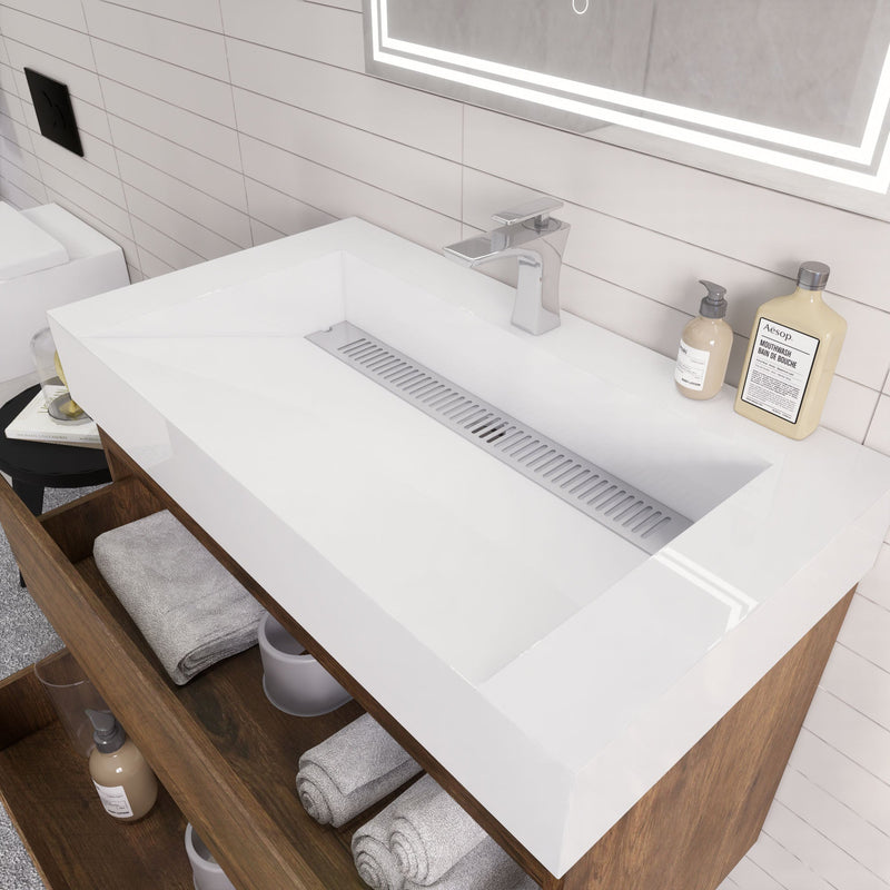 Monterey 36" Wall Mounted Vanity with Reinforced Acrylic Sinks