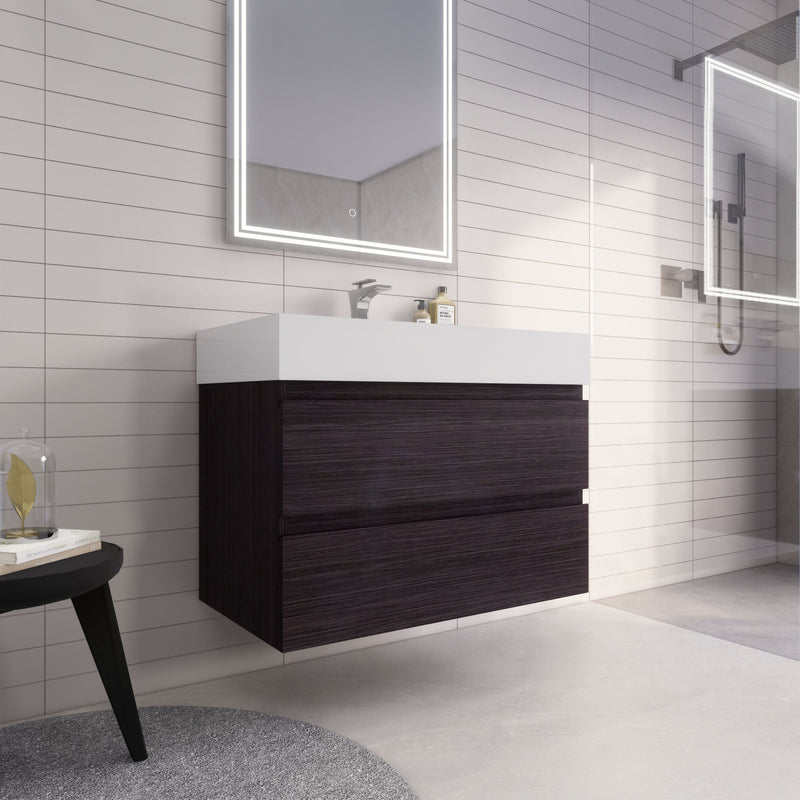 Monterey 36" Wall Mounted Vanity with Reinforced Acrylic Sinks