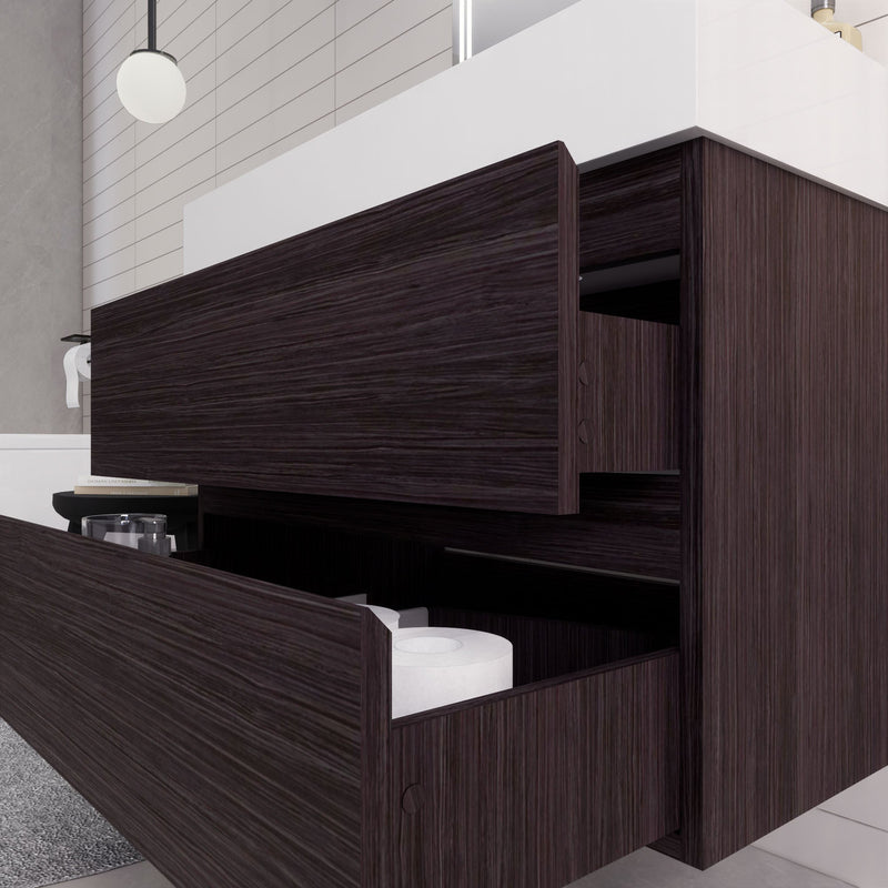 Monterey 36" Wall Mounted Vanity with Reinforced Acrylic Sinks