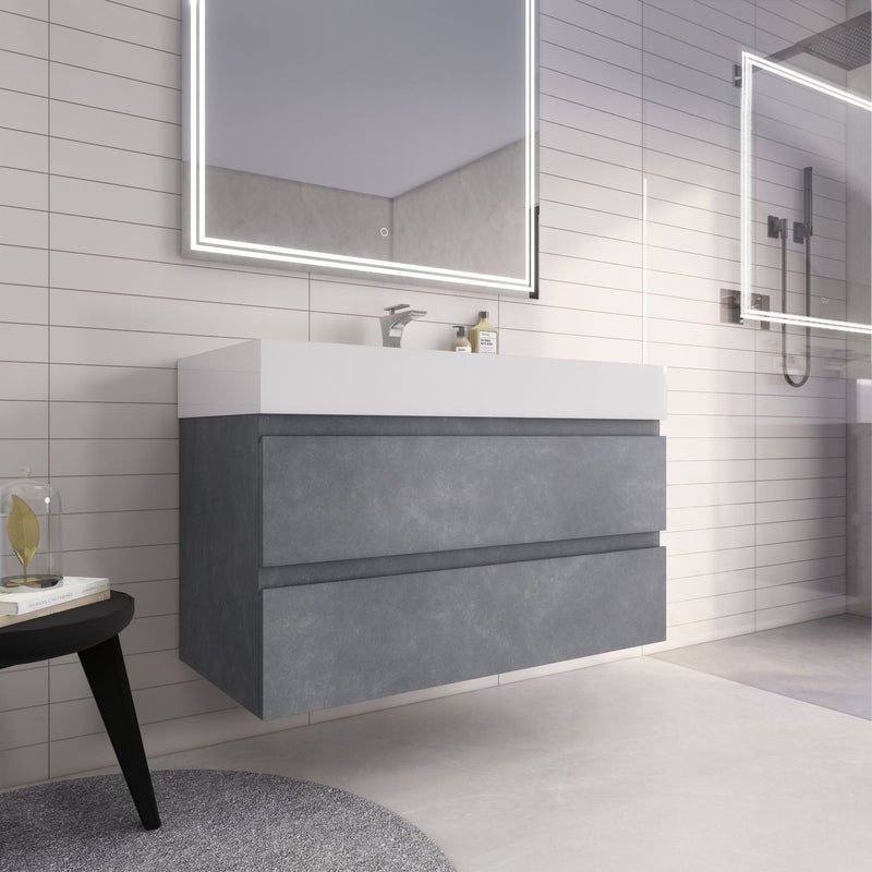 Monterey 42" Wall Mounted Vanity with Reinforced Acrylic Sinks