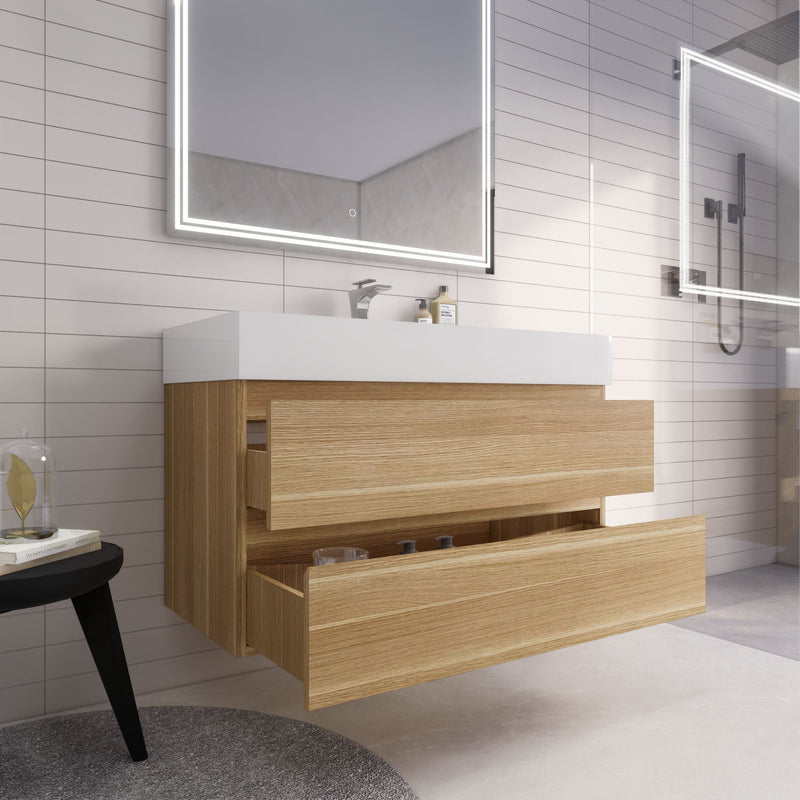 Monterey 42" Wall Mounted Vanity with Reinforced Acrylic Sinks (image 4)
