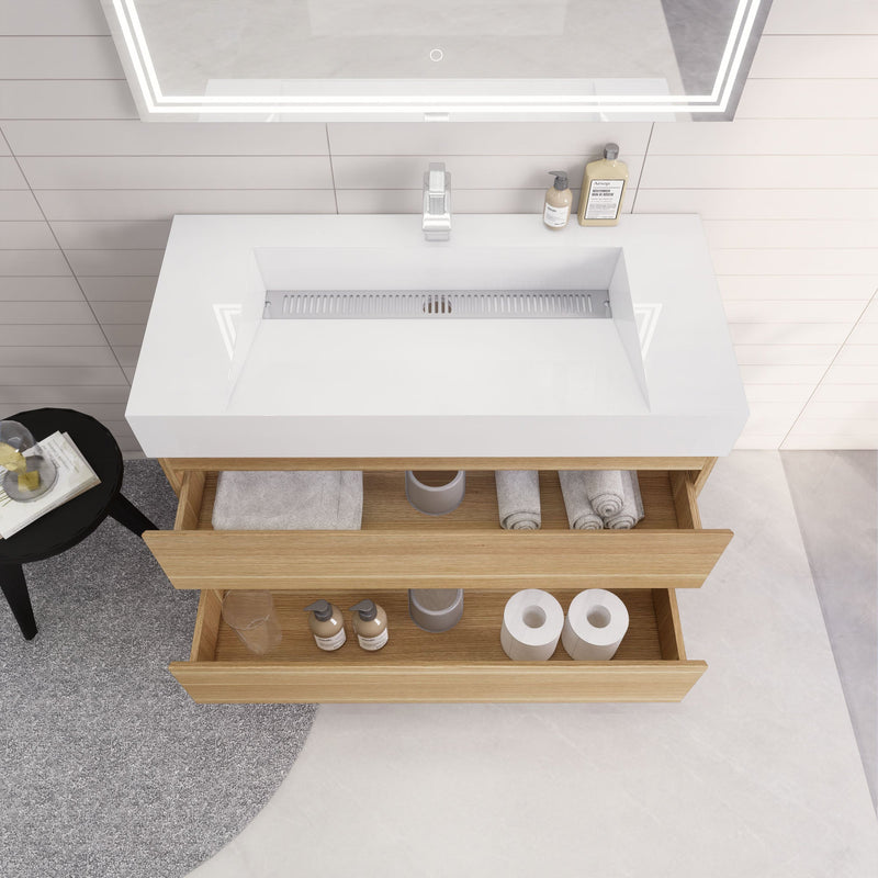 Monterey 42" Wall Mounted Vanity with Reinforced Acrylic Sinks (image 5)