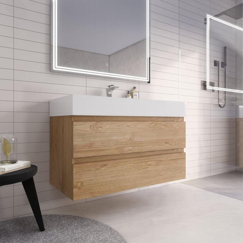 Monterey 42" Wall Mounted Vanity with Reinforced Acrylic Sinks