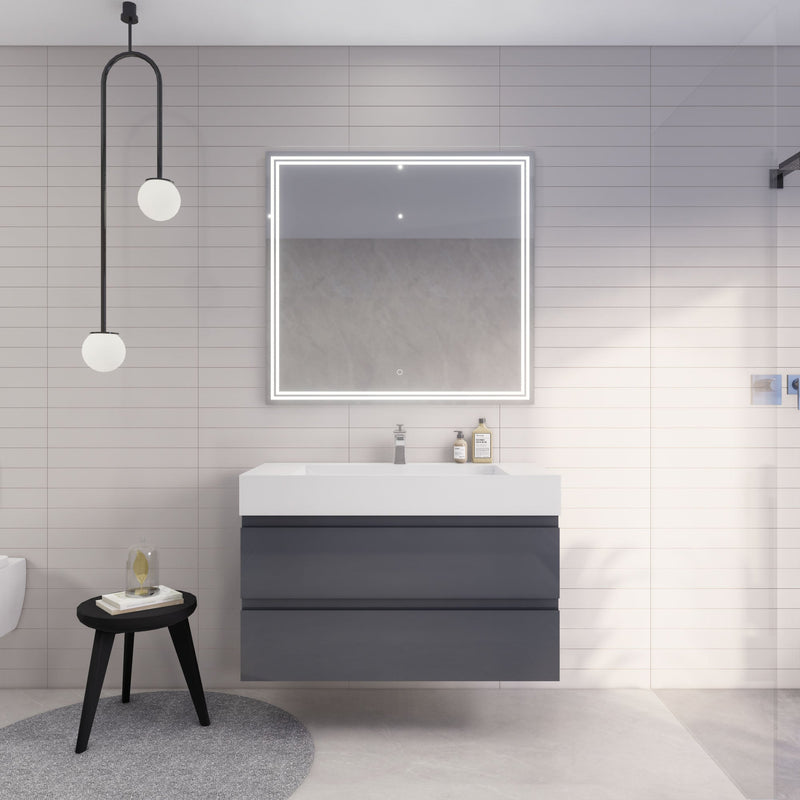 Monterey 42" Wall Mounted Vanity with Reinforced Acrylic Sinks
