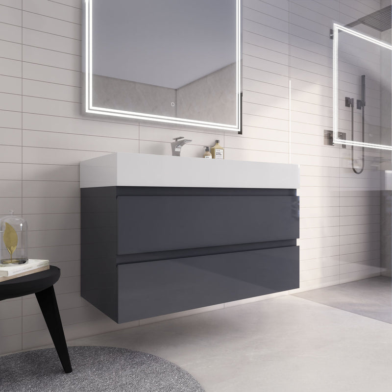 Monterey 42" Wall Mounted Vanity with Reinforced Acrylic Sinks