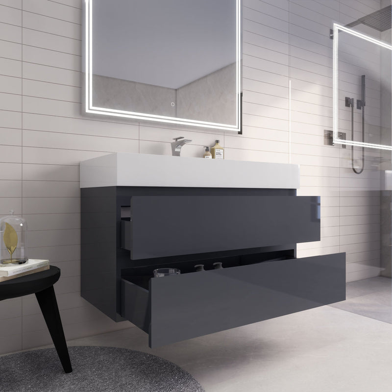 Monterey 42" Wall Mounted Vanity with Reinforced Acrylic Sinks