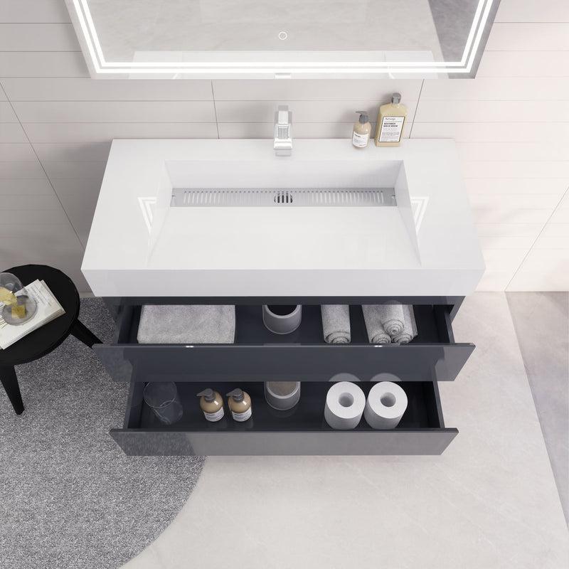 Monterey 42" Wall Mounted Vanity with Reinforced Acrylic Sinks