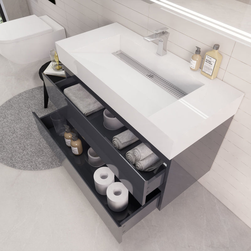 Monterey 42" Wall Mounted Vanity with Reinforced Acrylic Sinks