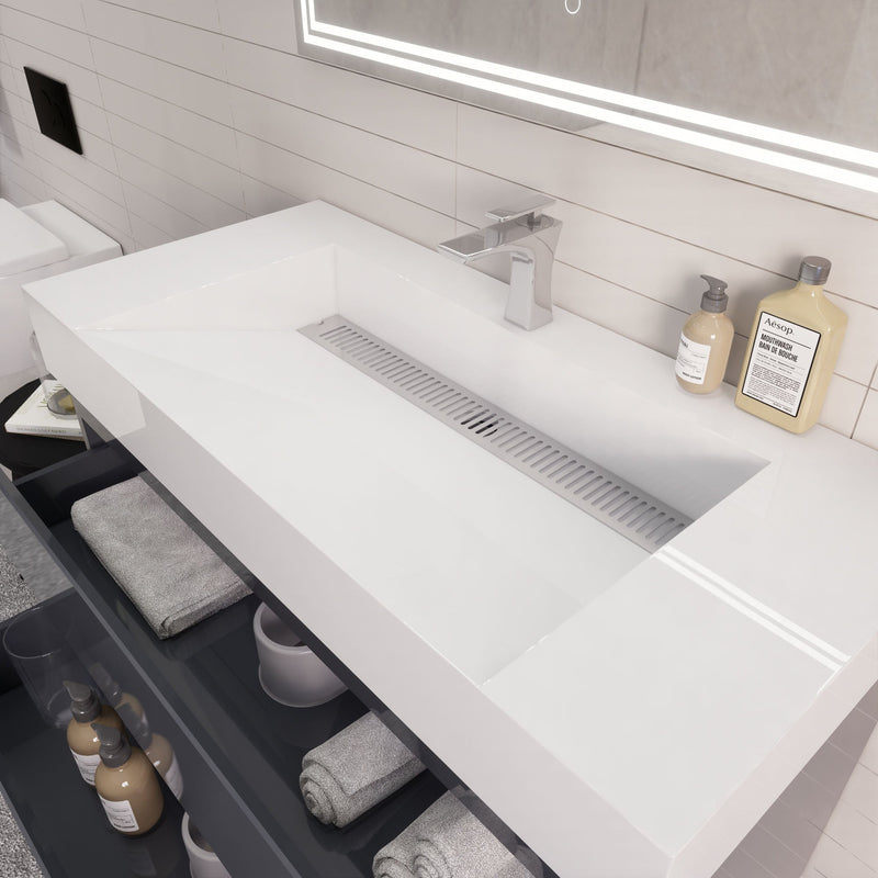 Monterey 42" Wall Mounted Vanity with Reinforced Acrylic Sinks