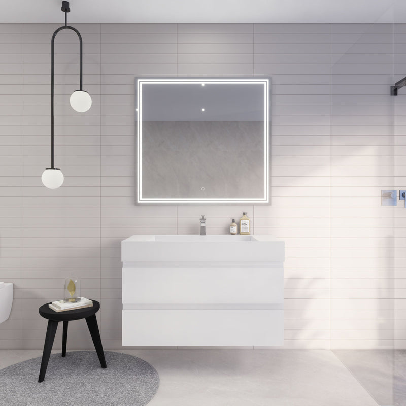 Monterey 42" Wall Mounted Vanity with Reinforced Acrylic Sinks