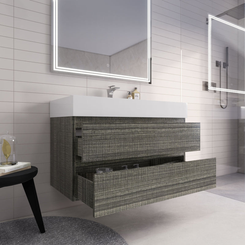 Monterey 42" Wall Mounted Vanity with Reinforced Acrylic Sinks