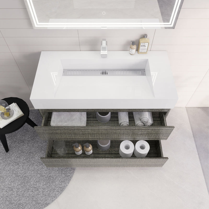Monterey 42" Wall Mounted Vanity with Reinforced Acrylic Sinks