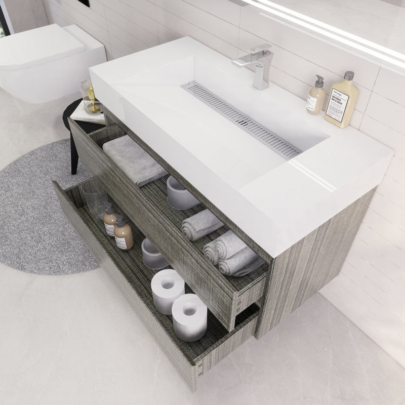 Monterey 42" Wall Mounted Vanity with Reinforced Acrylic Sinks