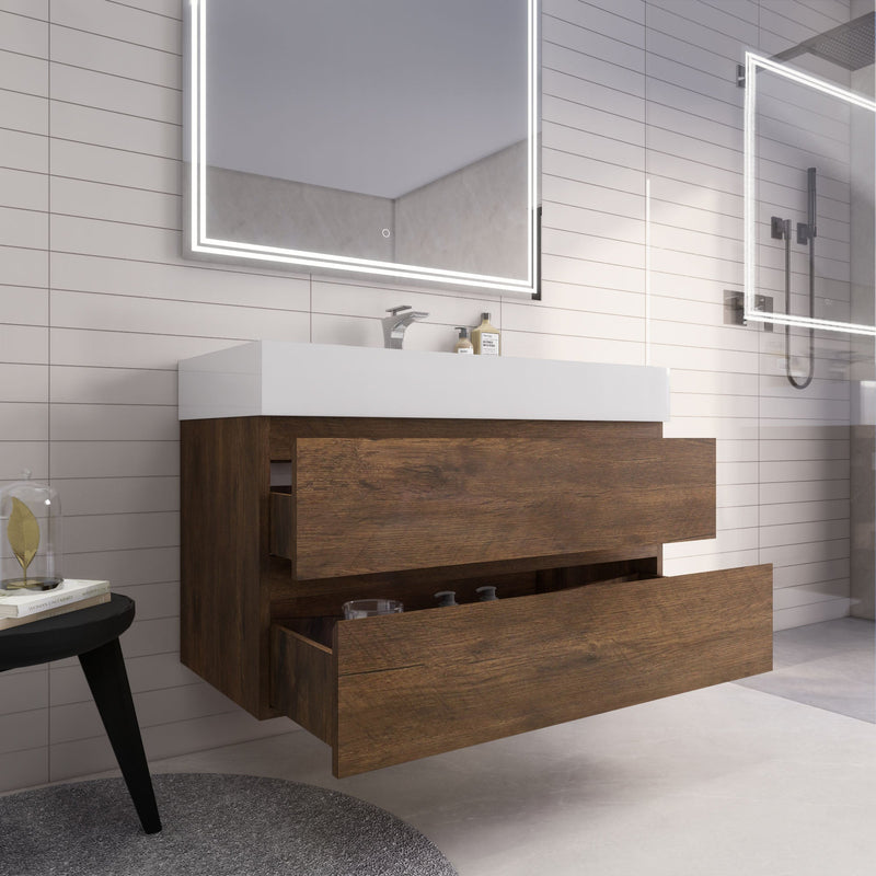 Monterey 42" Wall Mounted Vanity with Reinforced Acrylic Sinks