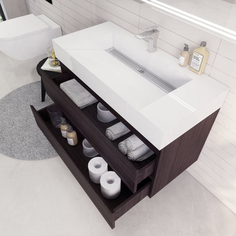 Monterey 42" Wall Mounted Vanity with Reinforced Acrylic Sinks