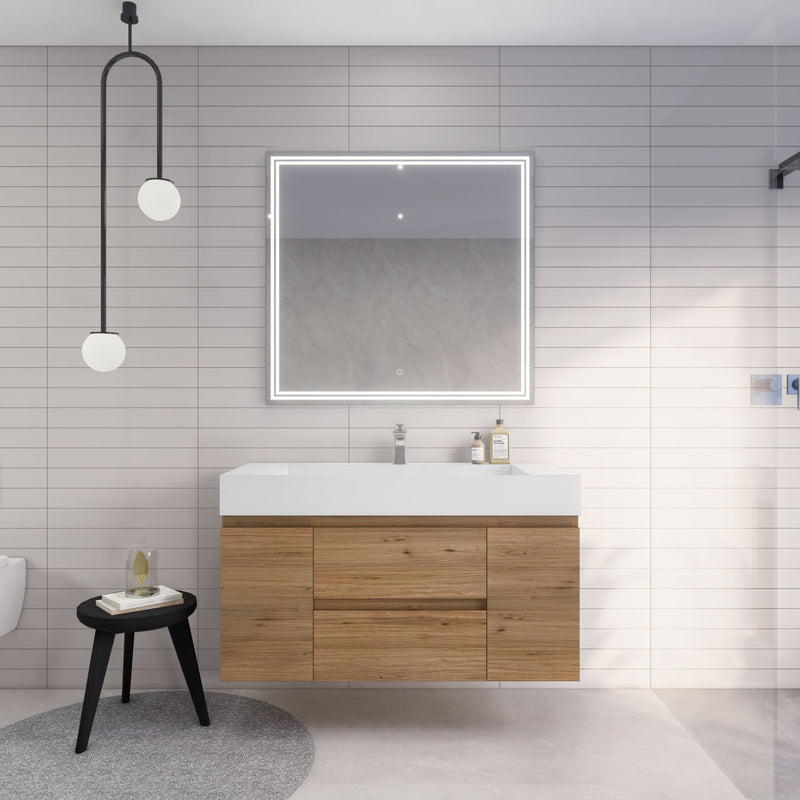 Monterey 48" Wall Mounted Vanity with Reinforced Acrylic Sinks