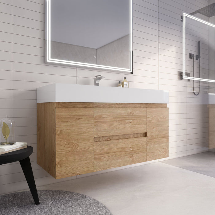 Monterey 48" Wall Mounted Vanity with Reinforced Acrylic Sinks