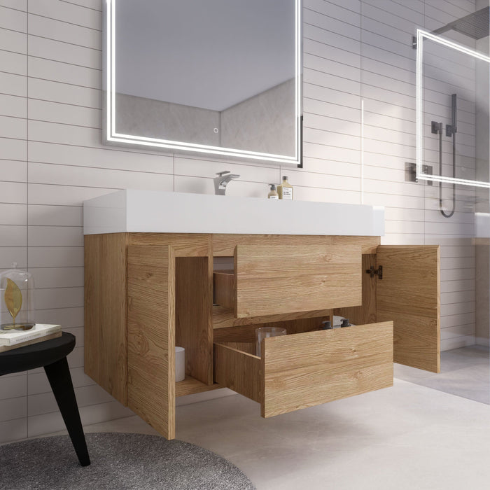 Monterey 48" Wall Mounted Vanity with Reinforced Acrylic Sinks