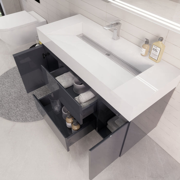 Monterey 48" Wall Mounted Vanity with Reinforced Acrylic Sinks