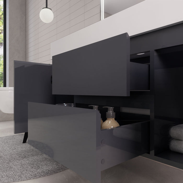 Monterey 48" Wall Mounted Vanity with Reinforced Acrylic Sinks