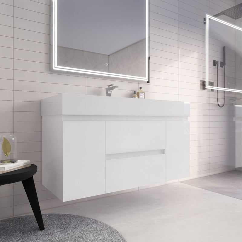 Monterey 48" Wall Mounted Vanity with Reinforced Acrylic Sinks