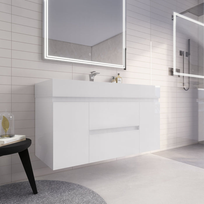 Monterey 48" Wall Mounted Vanity with Reinforced Acrylic Sinks