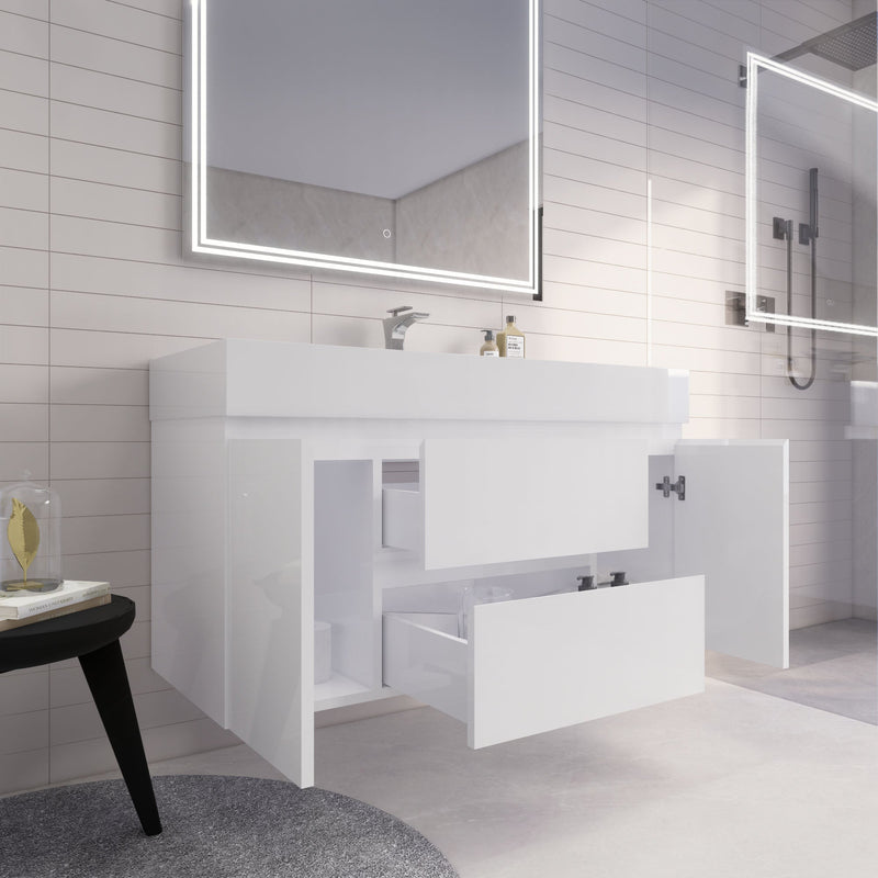 Monterey 48" Wall Mounted Vanity with Reinforced Acrylic Sinks