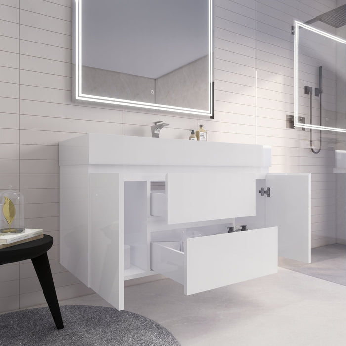 Monterey 48" Wall Mounted Vanity with Reinforced Acrylic Sinks