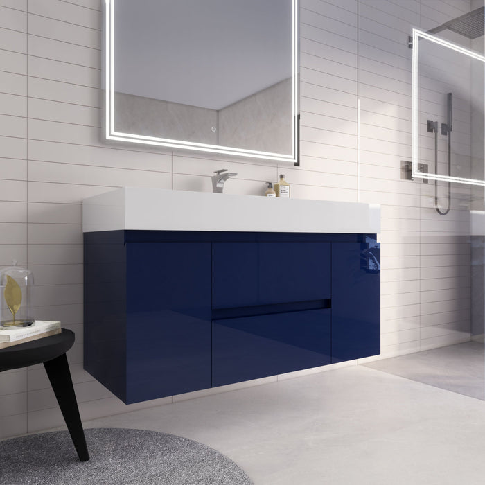 Monterey 48" Wall Mounted Vanity with Reinforced Acrylic Sinks