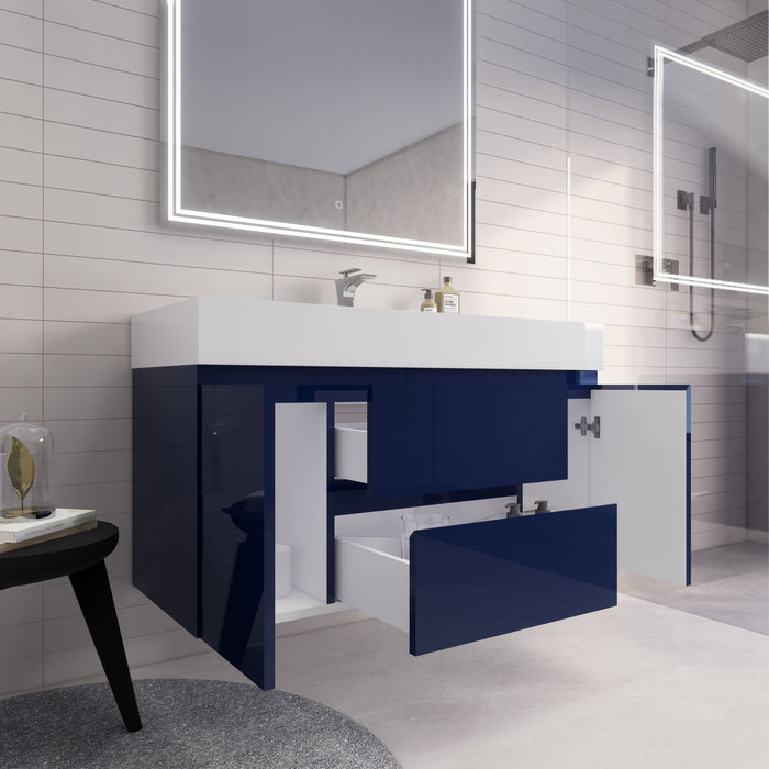 Monterey 48" Wall Mounted Vanity with Reinforced Acrylic Sinks