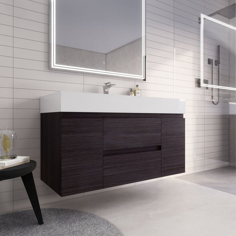 Monterey 48" Wall Mounted Vanity with Reinforced Acrylic Sinks