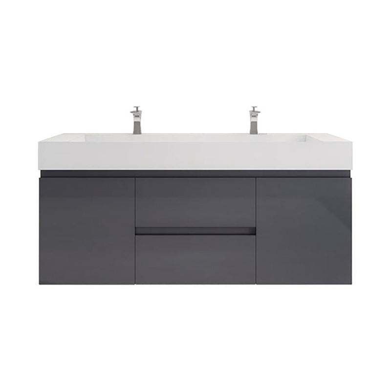 Monterey 60" Wall Mounted Vanity with Reinforced Acrylic Sinks