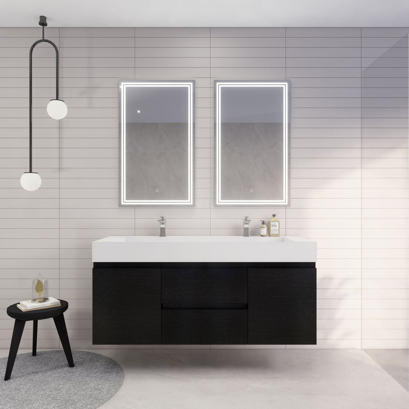 Monterey 60" Wall Mounted Vanity with Reinforced Acrylic Sinks