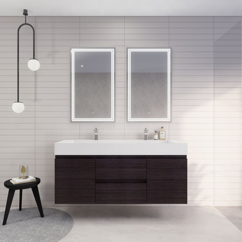 Monterey 60" Wall Mounted Vanity with Reinforced Acrylic Sinks