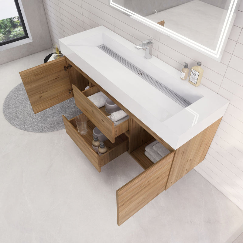 Monterey 60" Wall Mounted Vanity with Reinforced Acrylic Sinks