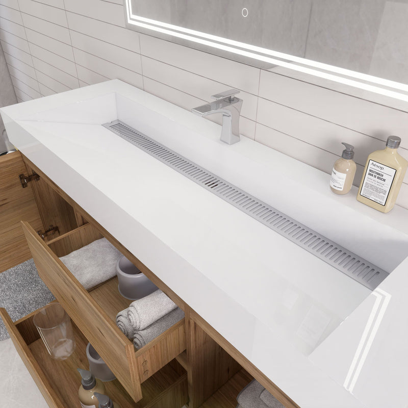 Monterey 60" Wall Mounted Vanity with Reinforced Acrylic Sinks