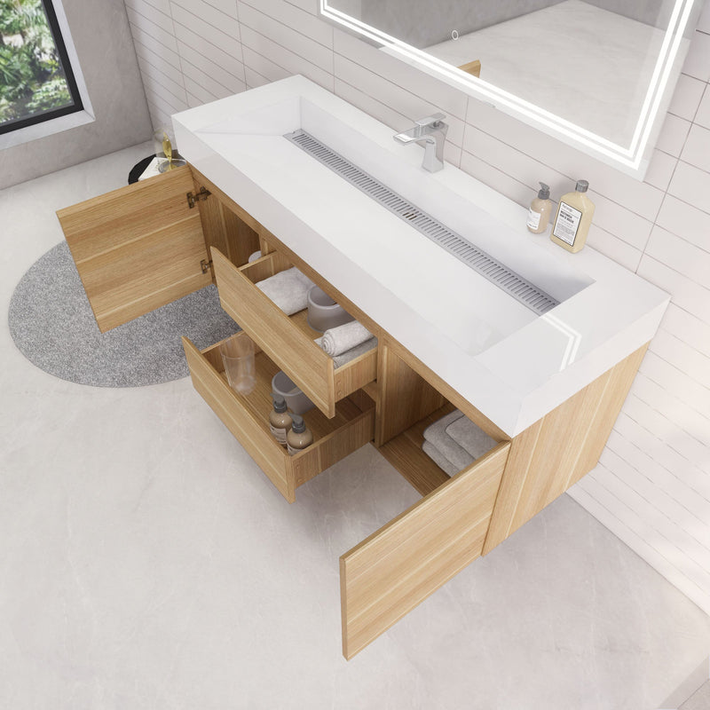 Monterey 60" Wall Mounted Vanity with Reinforced Acrylic Sinks (image 7)