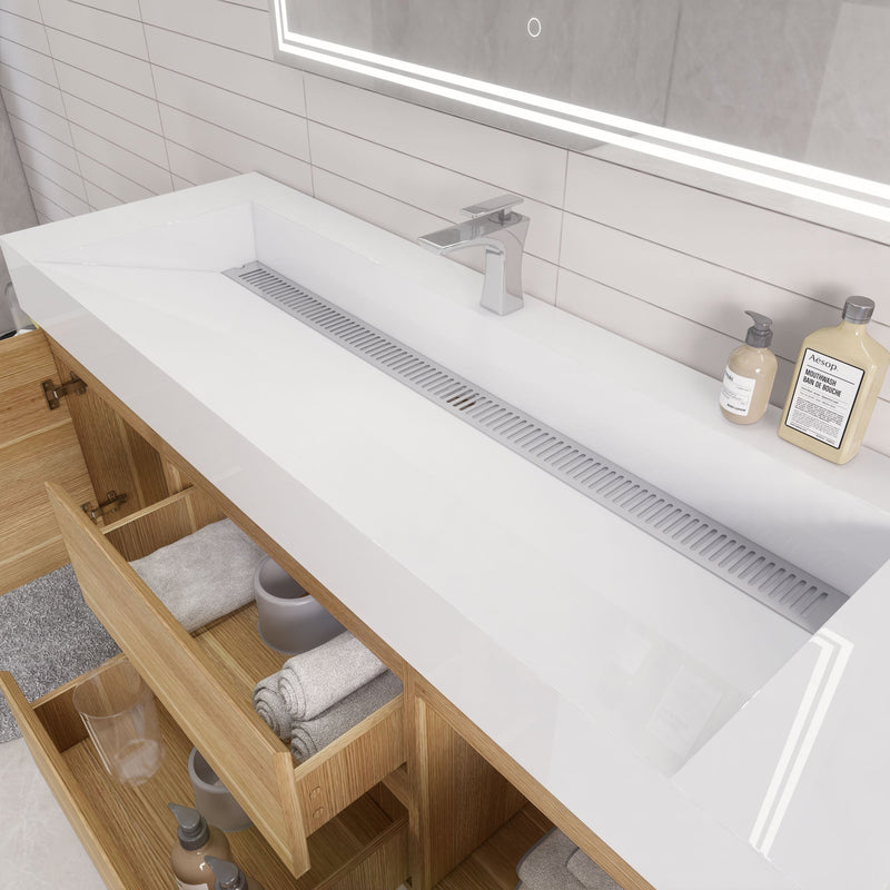 Monterey 60" Wall Mounted Vanity with Reinforced Acrylic Sinks