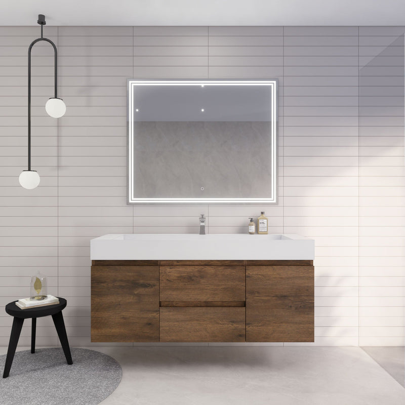 Monterey 60" Wall Mounted Vanity with Reinforced Acrylic Sinks