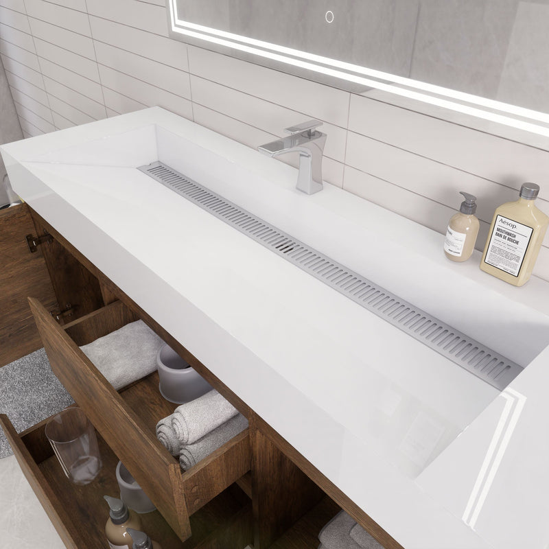 Monterey 60" Wall Mounted Vanity with Reinforced Acrylic Sinks