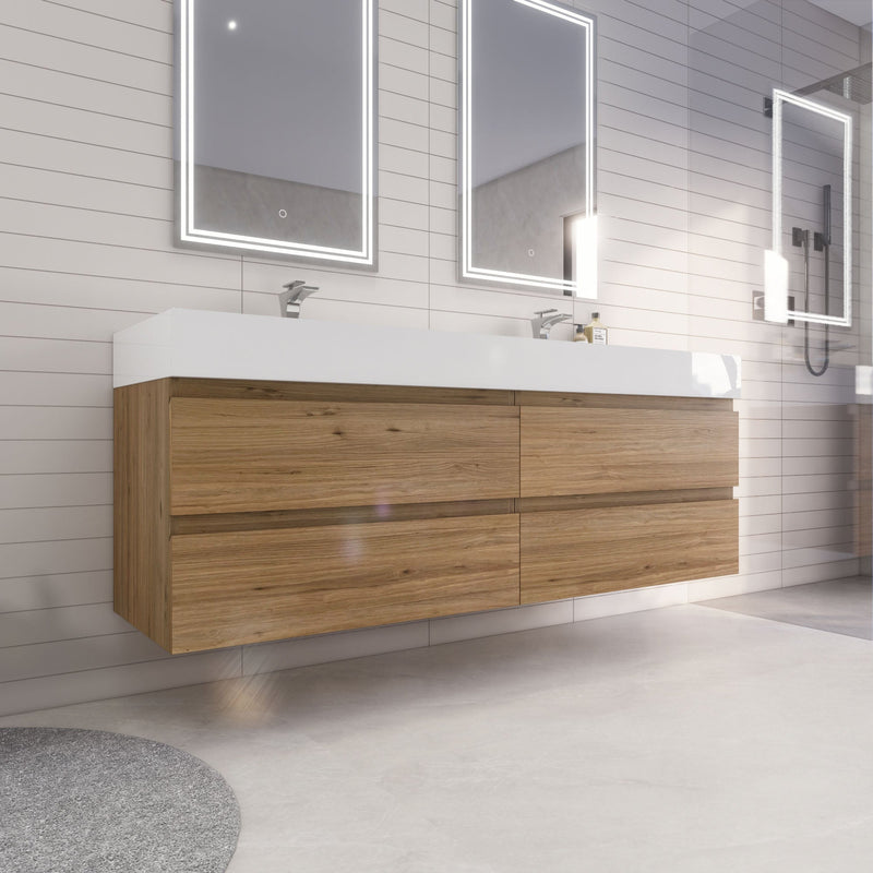 Monterey 72" Wall Mounted Vanity with Reinforced Acrylic Sinks