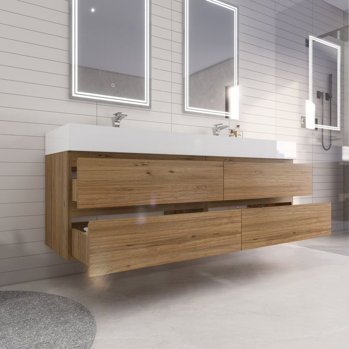 Monterey 72" Wall Mounted Vanity with Reinforced Acrylic Sinks