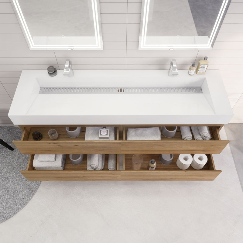 Monterey 72" Wall Mounted Vanity with Reinforced Acrylic Sinks