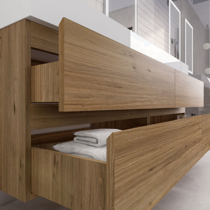 Monterey 72" Wall Mounted Vanity with Reinforced Acrylic Sinks