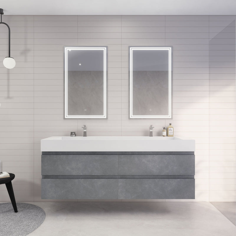 Monterey 72" Wall Mounted Vanity with Reinforced Acrylic Sinks