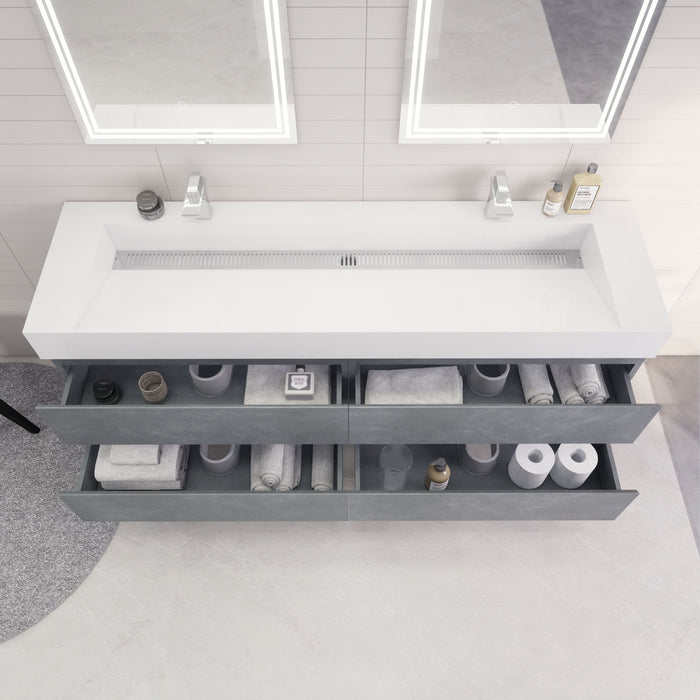 Monterey 72" Wall Mounted Vanity with Reinforced Acrylic Sinks