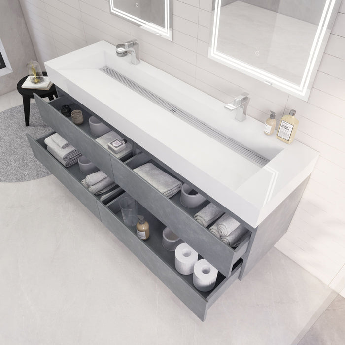 Monterey 72" Wall Mounted Vanity with Reinforced Acrylic Sinks