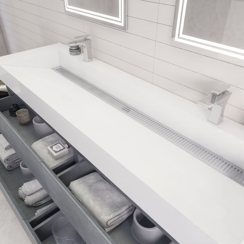 Monterey 72" Wall Mounted Vanity with Reinforced Acrylic Sinks