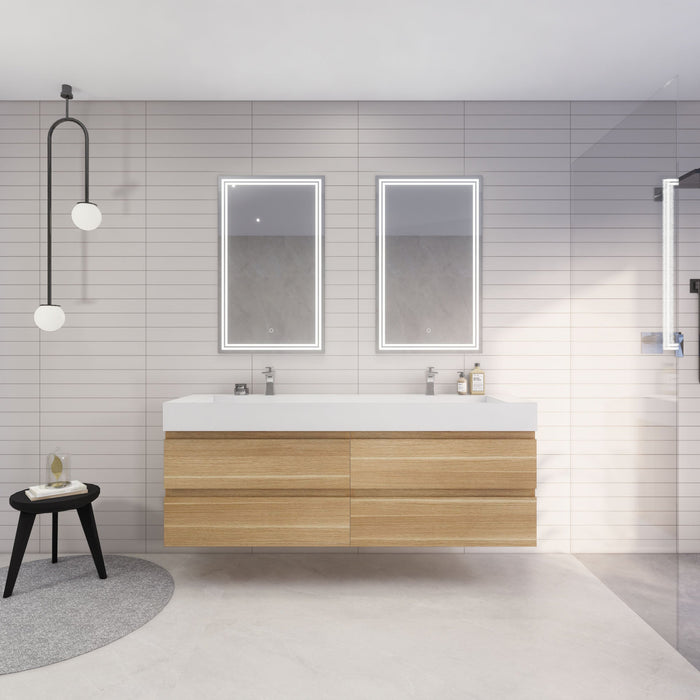 Monterey 72" Wall Mounted Vanity with Reinforced Acrylic Sinks